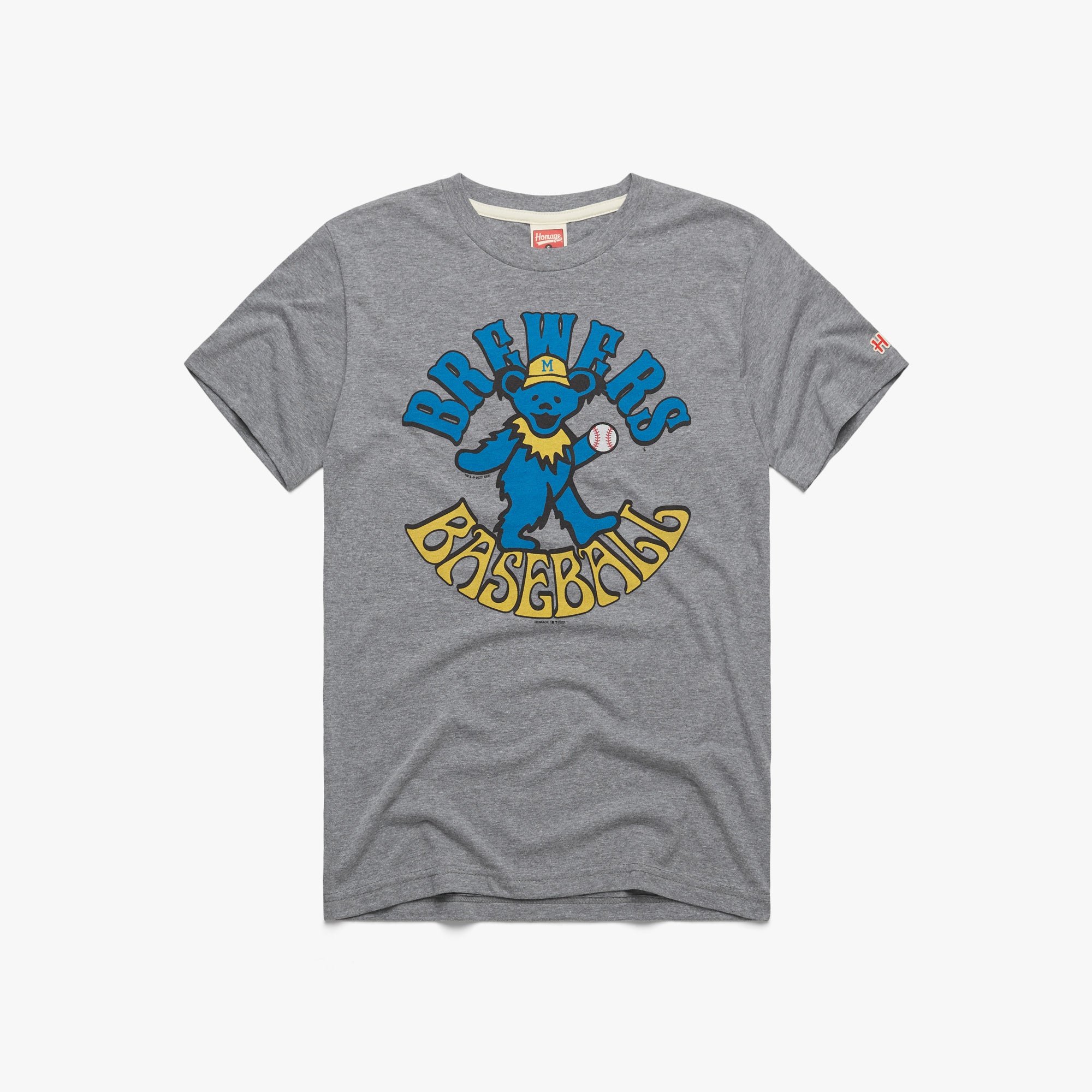 MLB x Grateful Dead x Brewers T-Shirt from Homage. | Grey | Vintage Apparel from Homage.