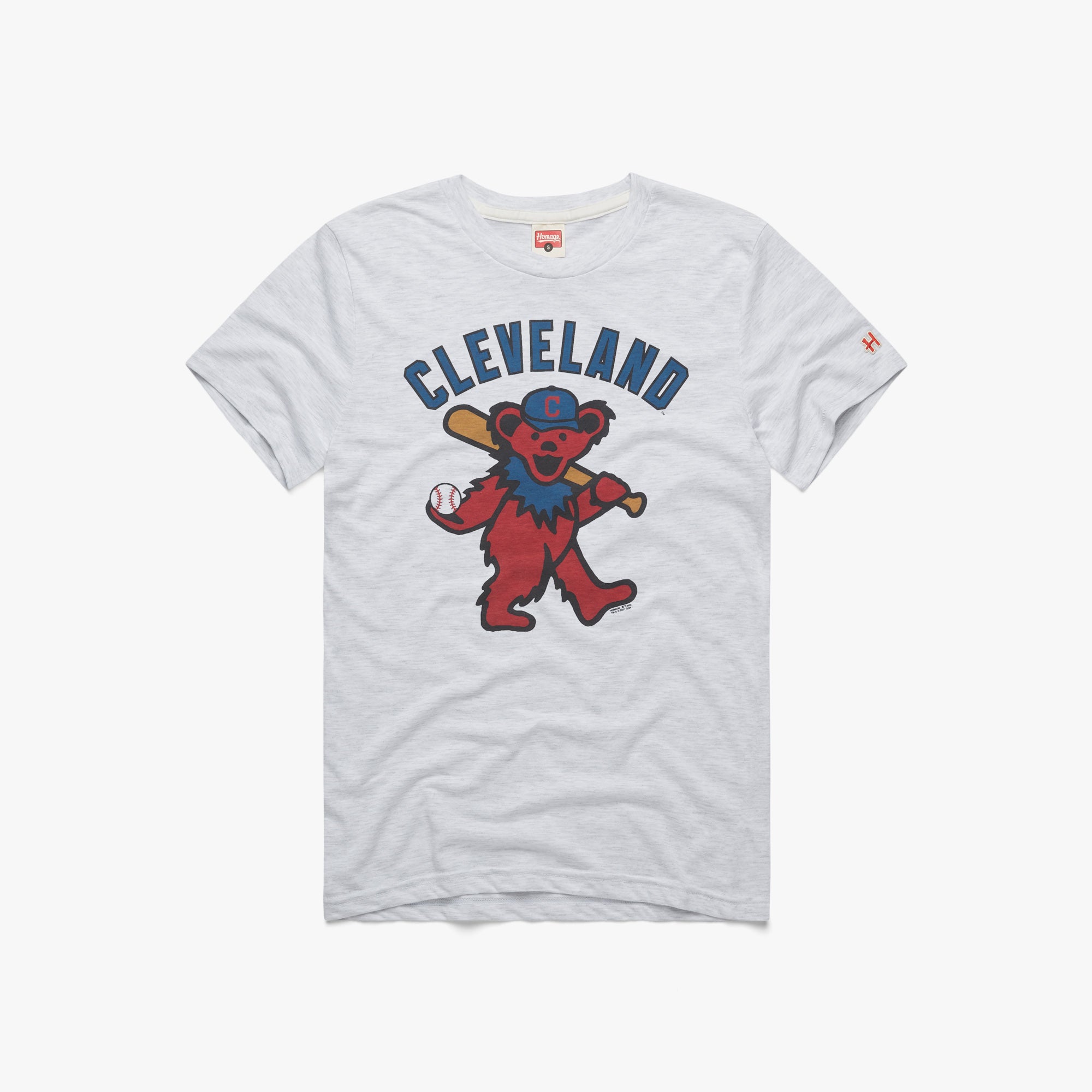 MLB x Grateful Dead x Cleveland Baseball T-Shirt from Homage. | Ash | Vintage Apparel from Homage.