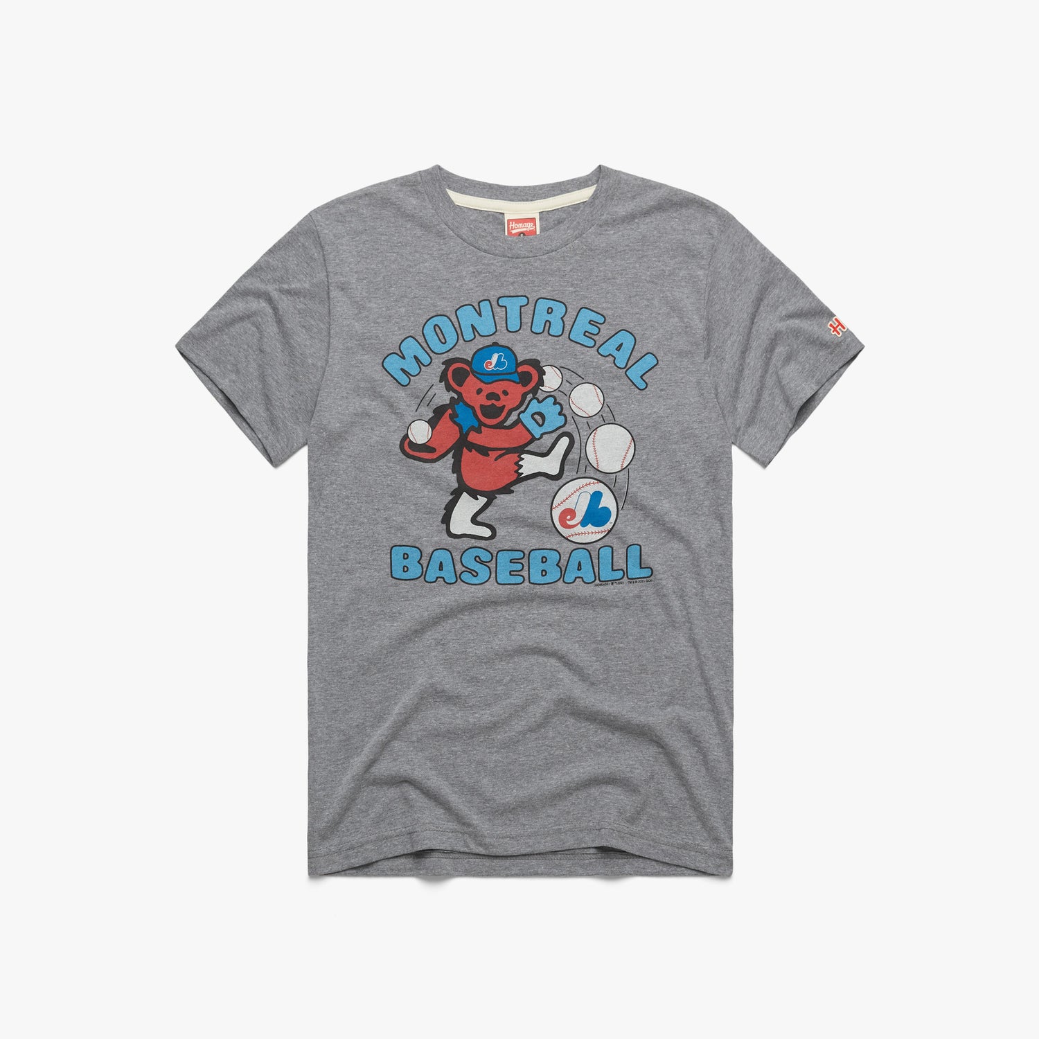 MLB x Grateful Dead x Expos T-Shirt from Homage. | Grey | Vintage Apparel from Homage.
