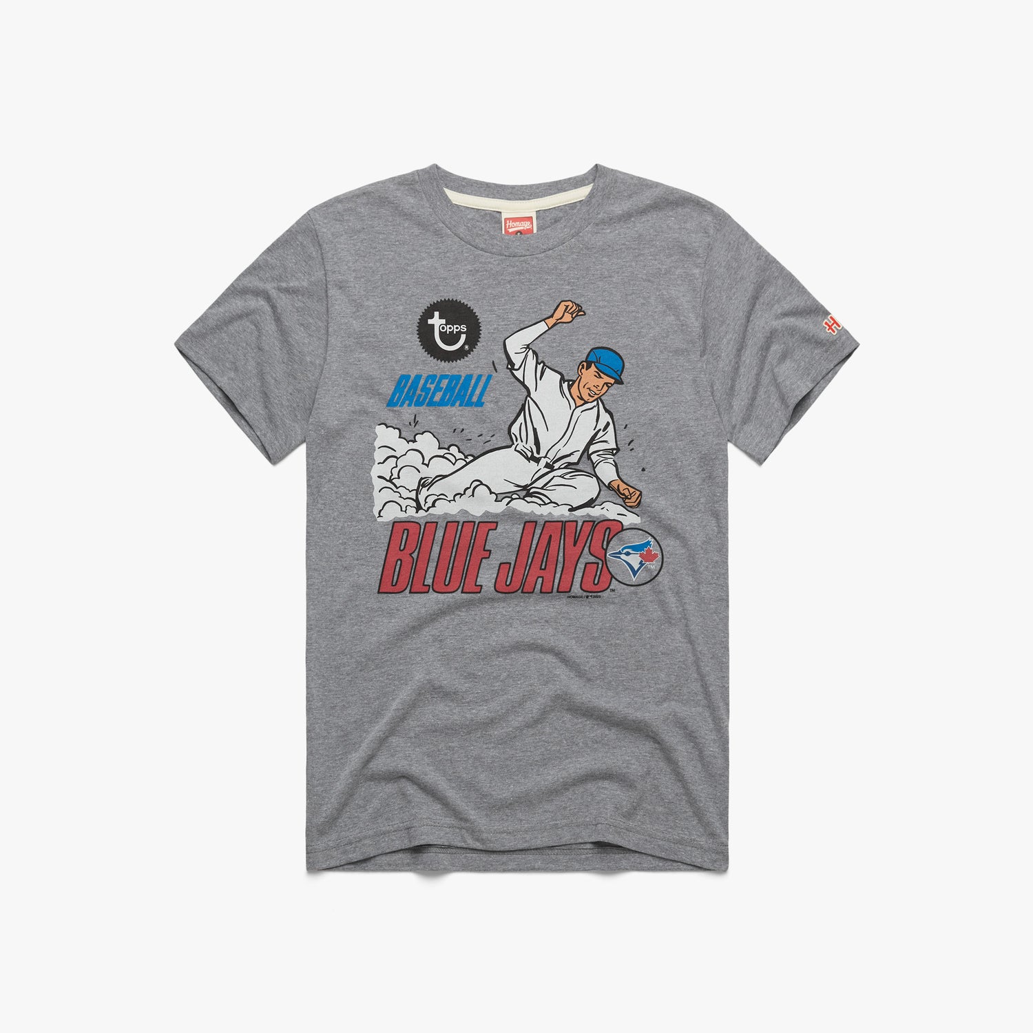 MLB x Topps Toronto Blue Jays T-Shirt from Homage. | Grey | Vintage Apparel from Homage.