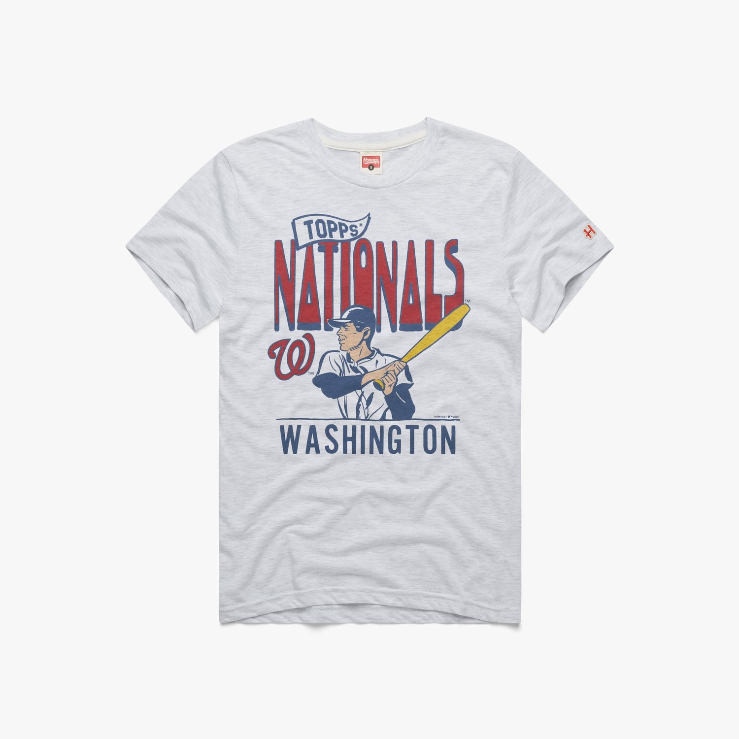 MLB x Topps Washington Nationals T-Shirt from Homage. | Ash | Vintage Apparel from Homage.