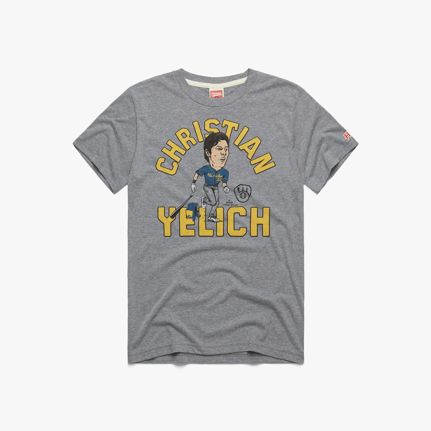 Milwaukee Brewers Christian Yelich T-Shirt from Homage. | Grey | Vintage Apparel from Homage.