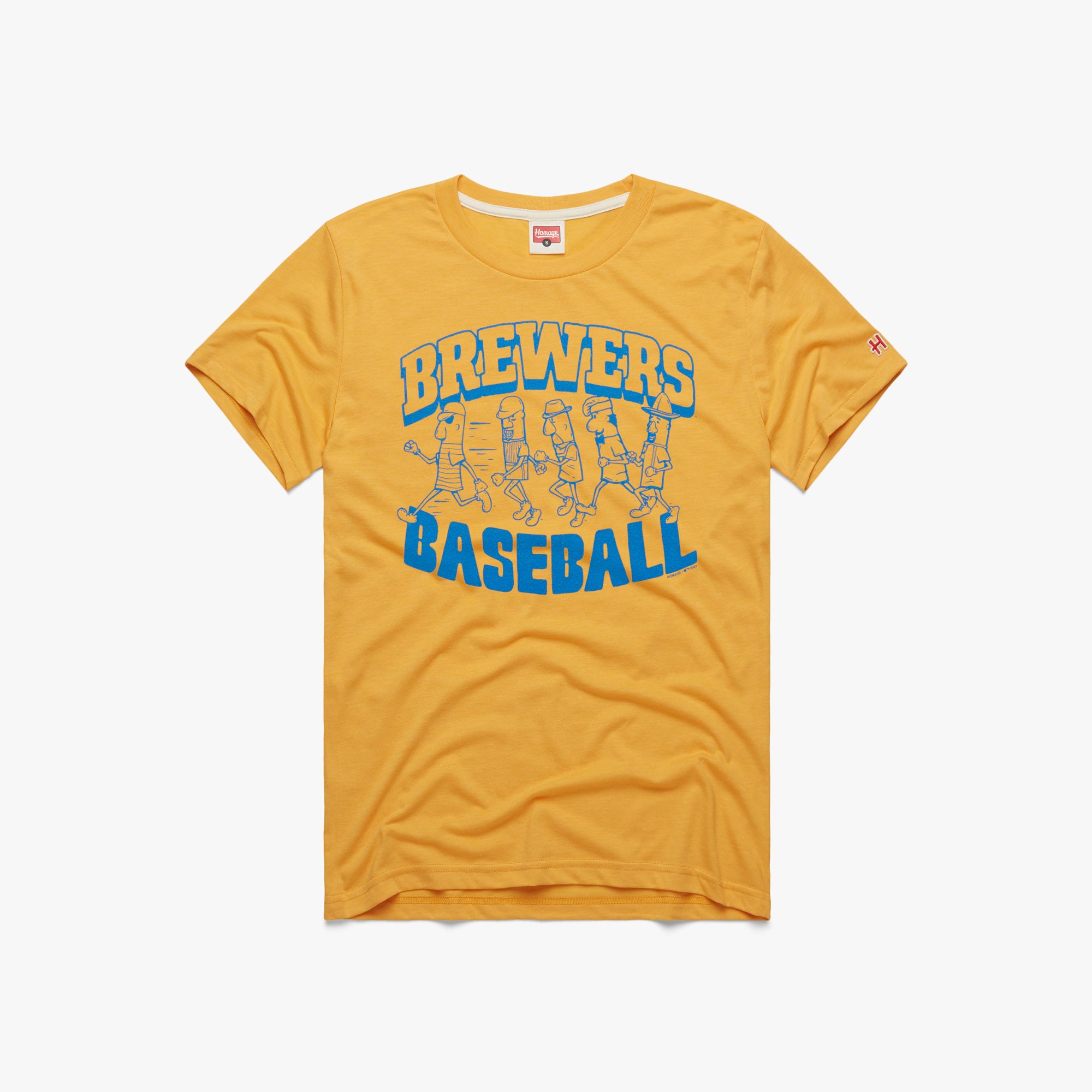 Milwaukee Brewers Sausage Race T-Shirt from Homage. | Gold | Vintage Apparel from Homage.