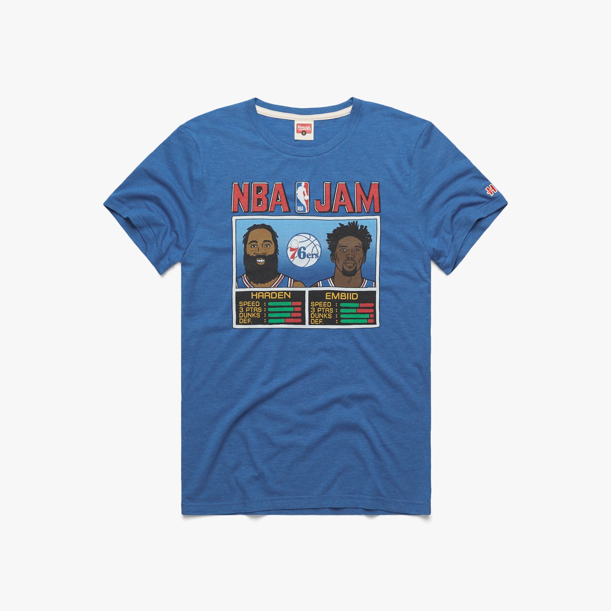 James Harden vs Joel Embiid Philadelphia 76ers NBA Jam shirt