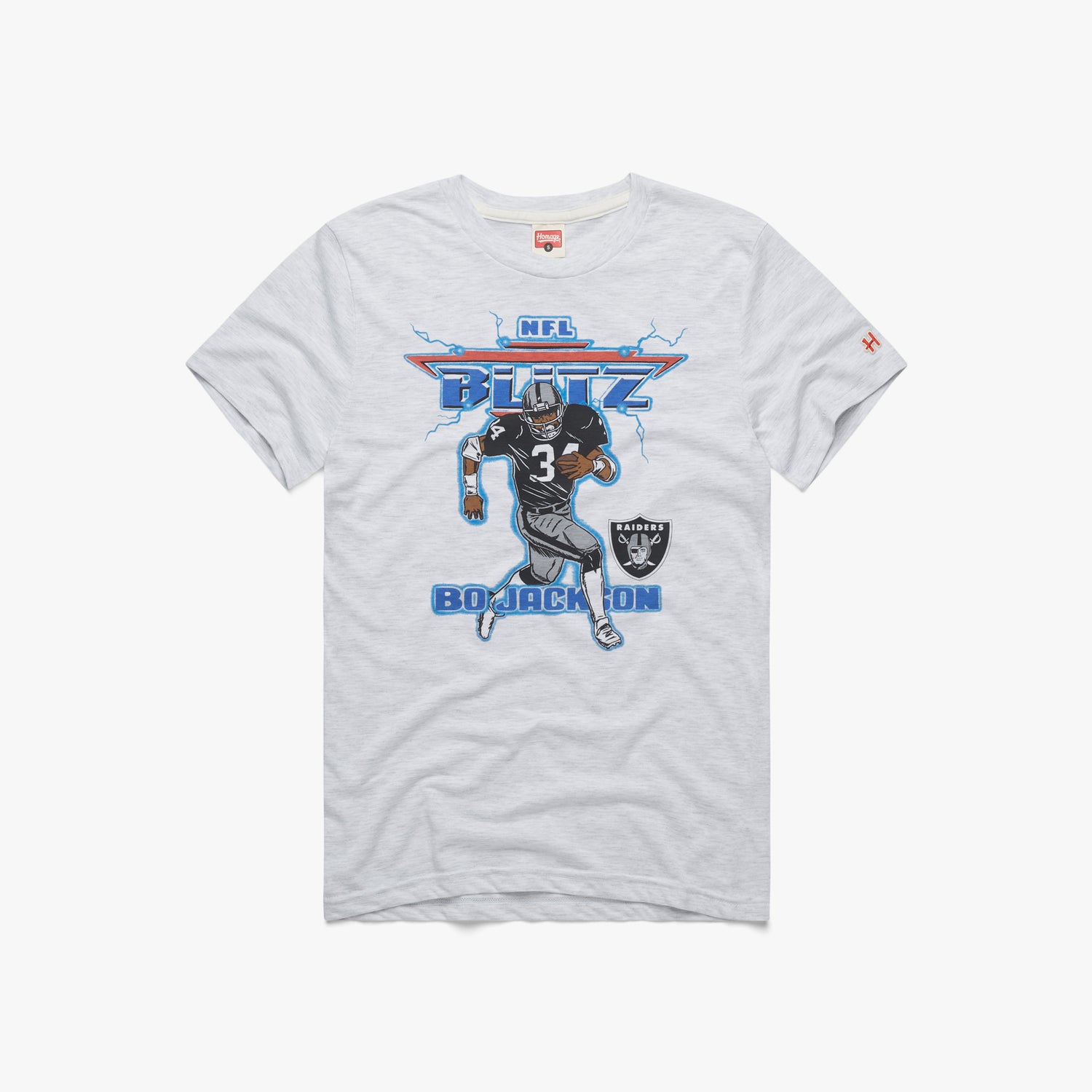NFL Blitz Las Vegas Raiders Bo Jackson T-Shirt from Homage. | Officially Licensed Vintage NFL Apparel from Homage Pro Shop.