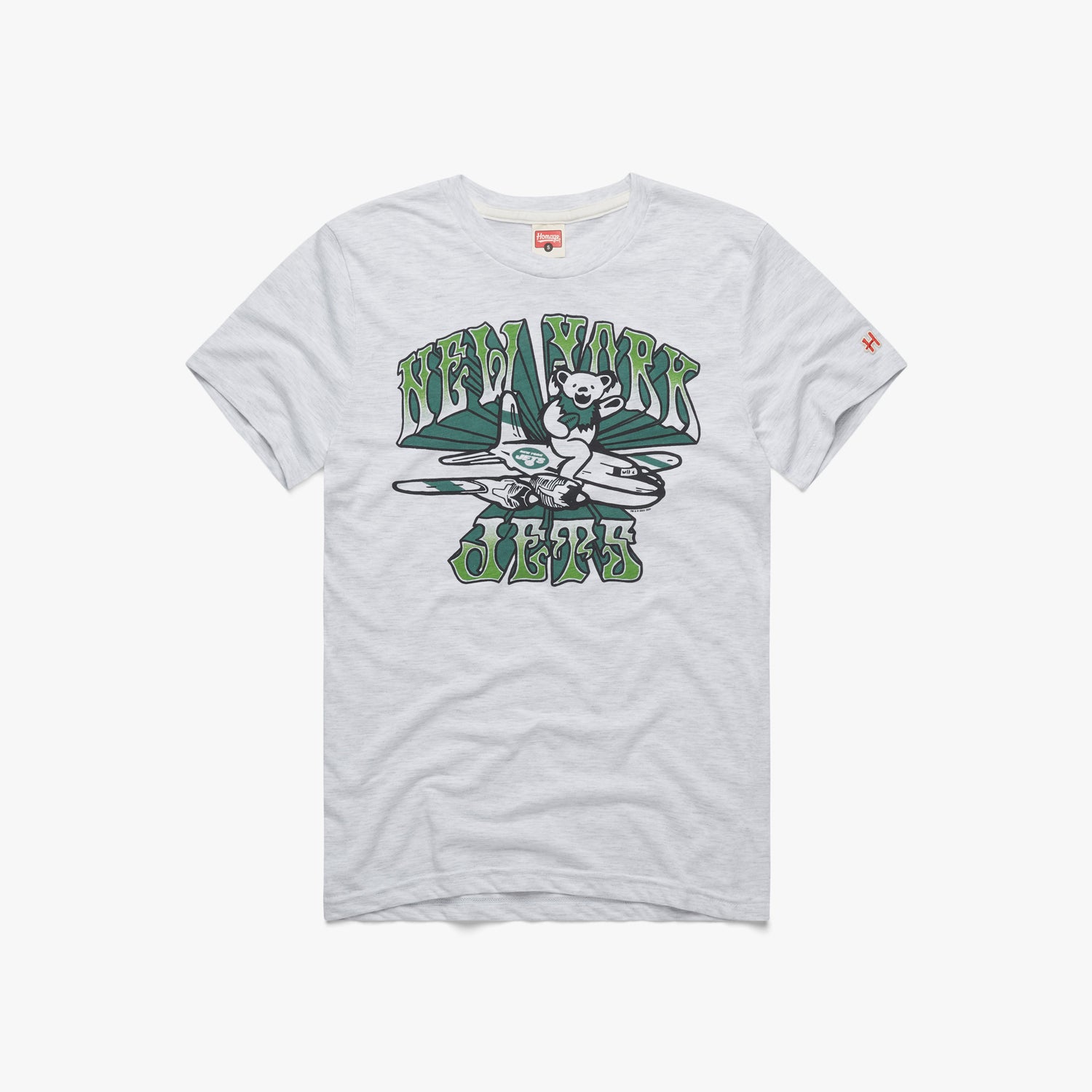 NFL x Grateful Dead x New York Jets T-Shirt from Homage. | Officially Licensed Vintage NFL Apparel from Homage Pro Shop.