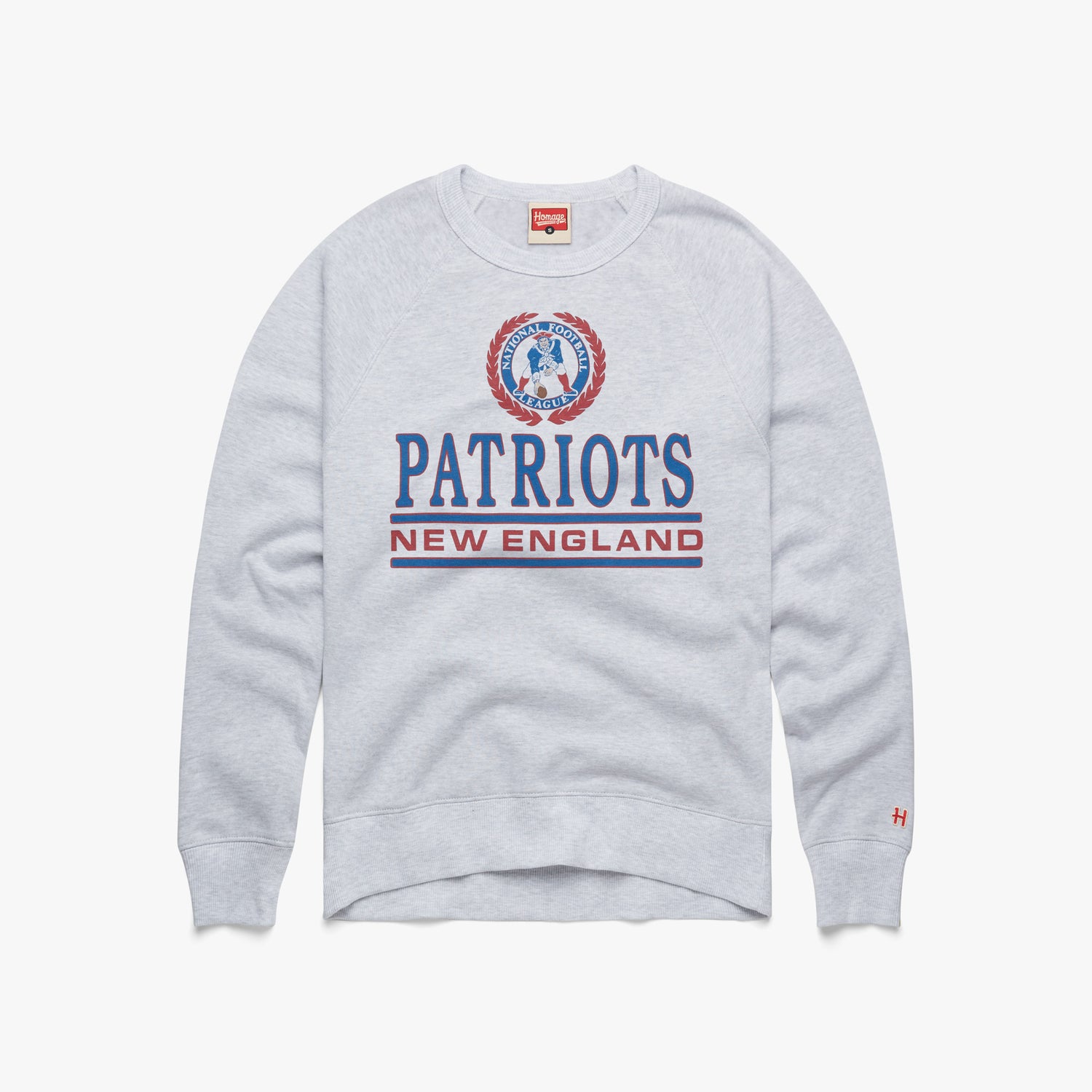 New England Patriots Crest Crewneck from Homage. | Officially Licensed Vintage NFL Apparel from Homage Pro Shop.