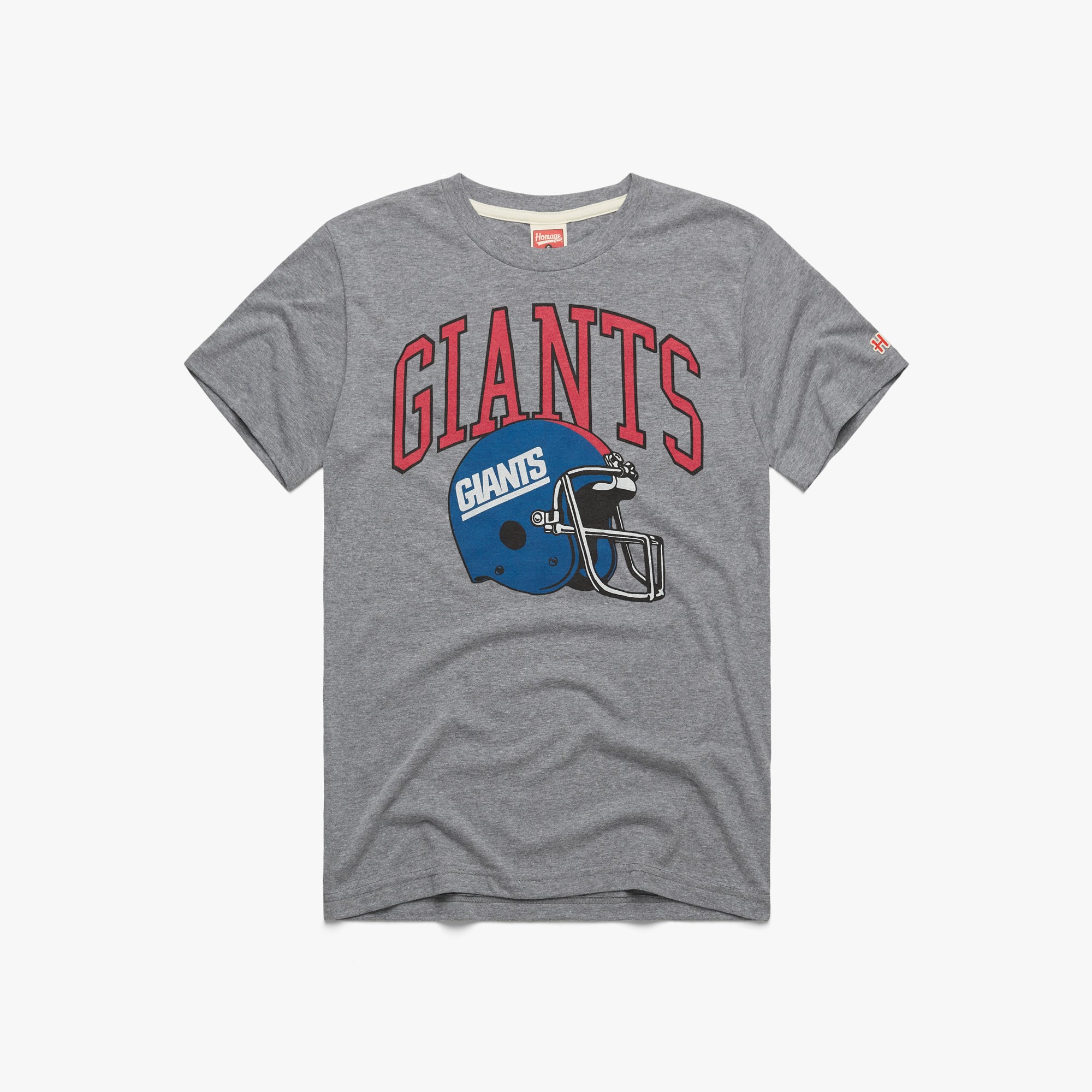 New York Giants Helmet Retro T-Shirt from Homage. | Officially Licensed Vintage NFL Apparel from Homage Pro Shop.