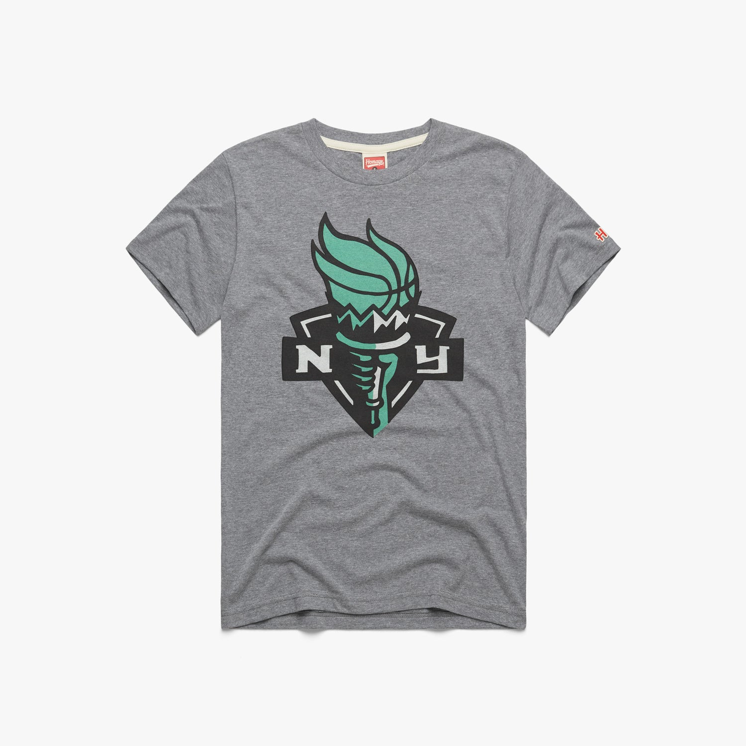 New York Liberty Logo T-Shirt from Homage. | Grey | Vintage Apparel from Homage.
