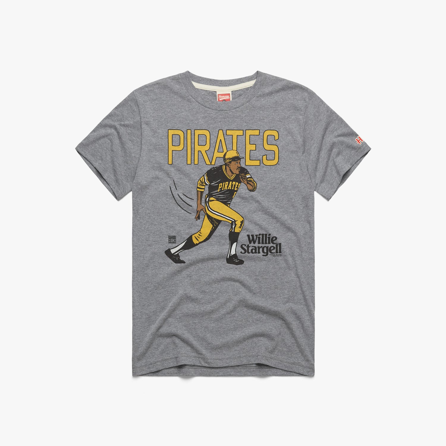 Pittsburgh Pirates Willie Stargell T-Shirt from Homage. | Grey | Vintage Apparel from Homage.