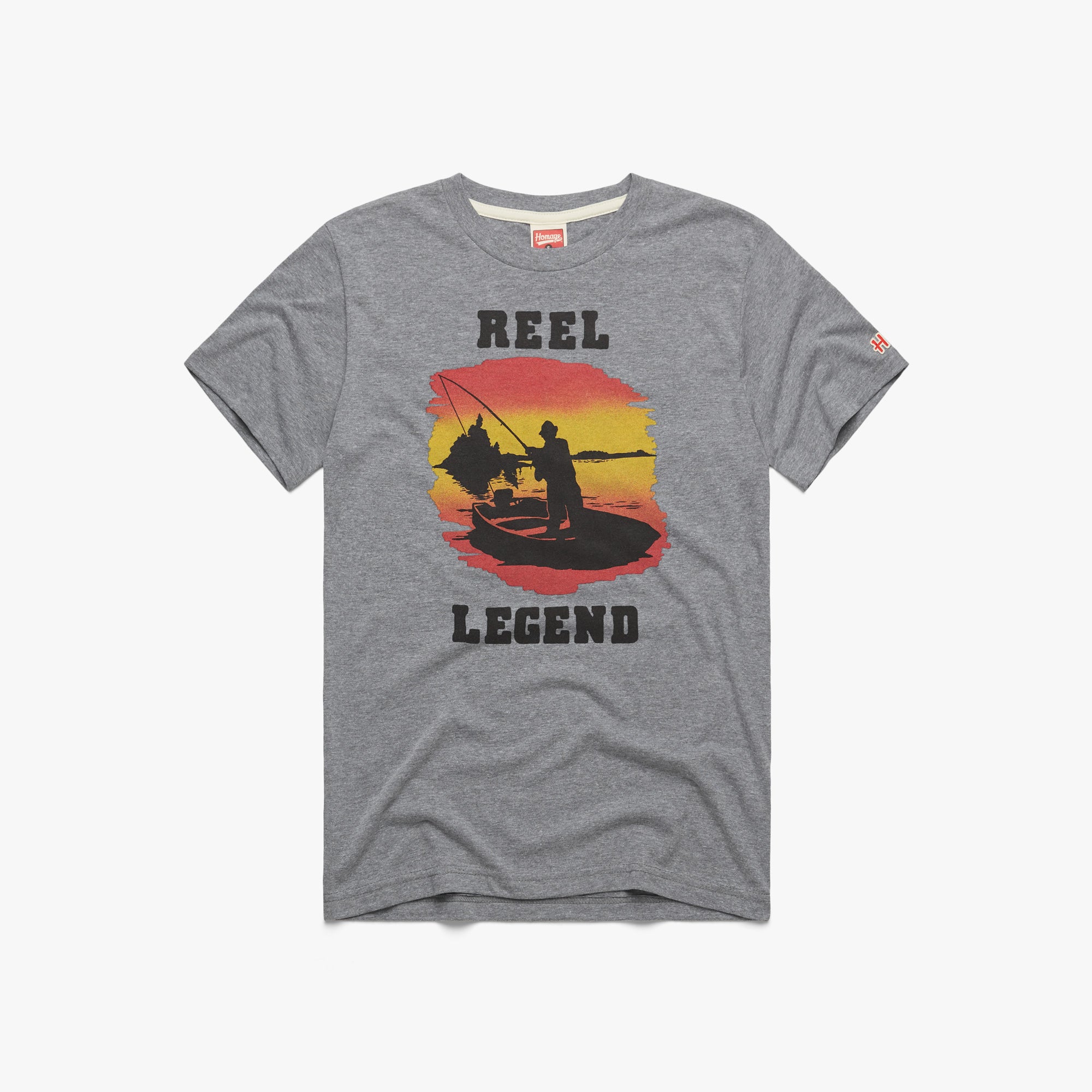 Reel Legend T-Shirt from Homage. | Grey | Vintage Apparel from Homage.