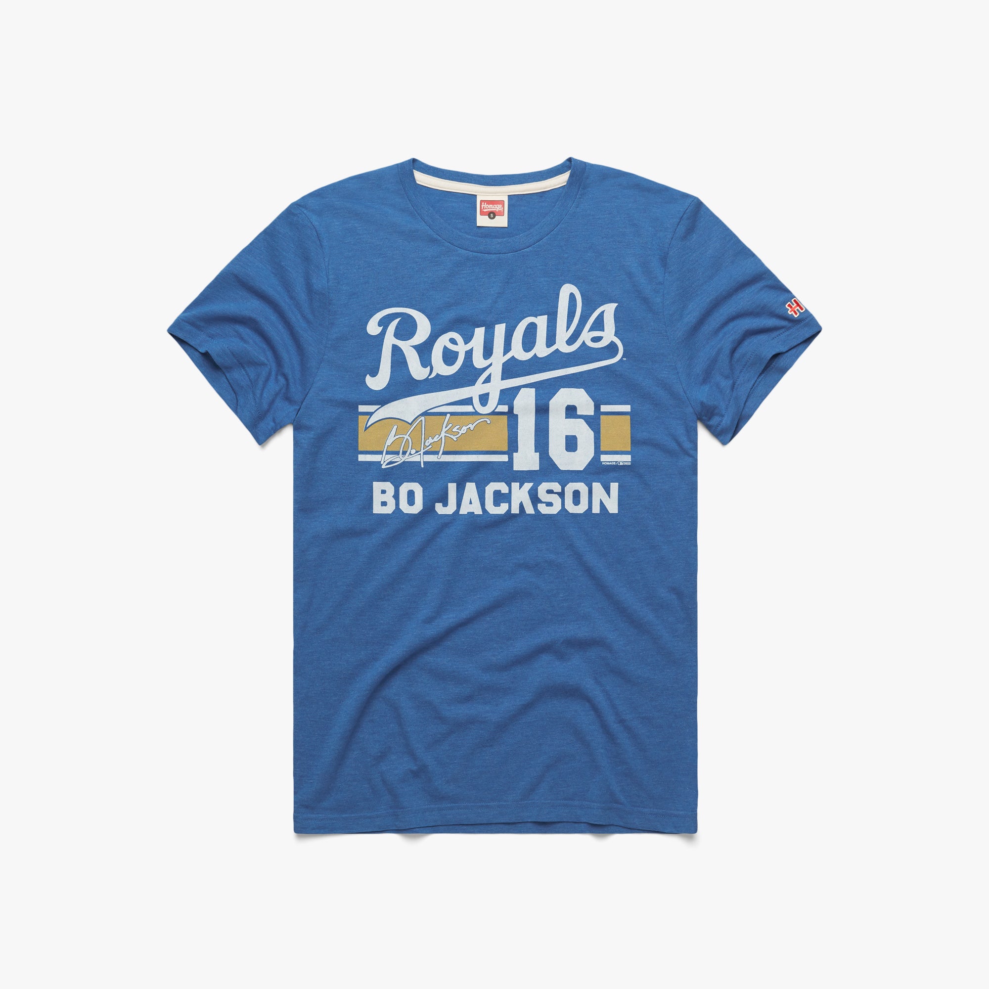 Royals Bo Jackson Signature Jersey T-Shirt from Homage. | Royal Blue | Vintage Apparel from Homage.
