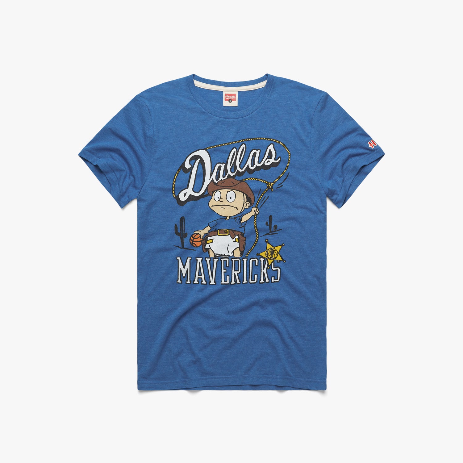 Rugrats Tommy x Dallas Mavericks T-Shirt from Homage | Blue | Retro Nickelodeon T-Shirt from Homage.