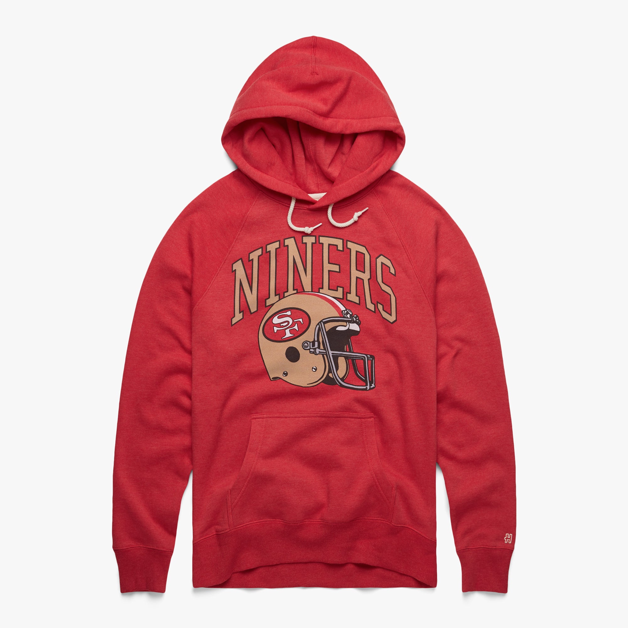 San Francisco 49ers Helmet Retro Hoodie from Homage. | Officially Licensed Vintage NFL Apparel from Homage Pro Shop.
