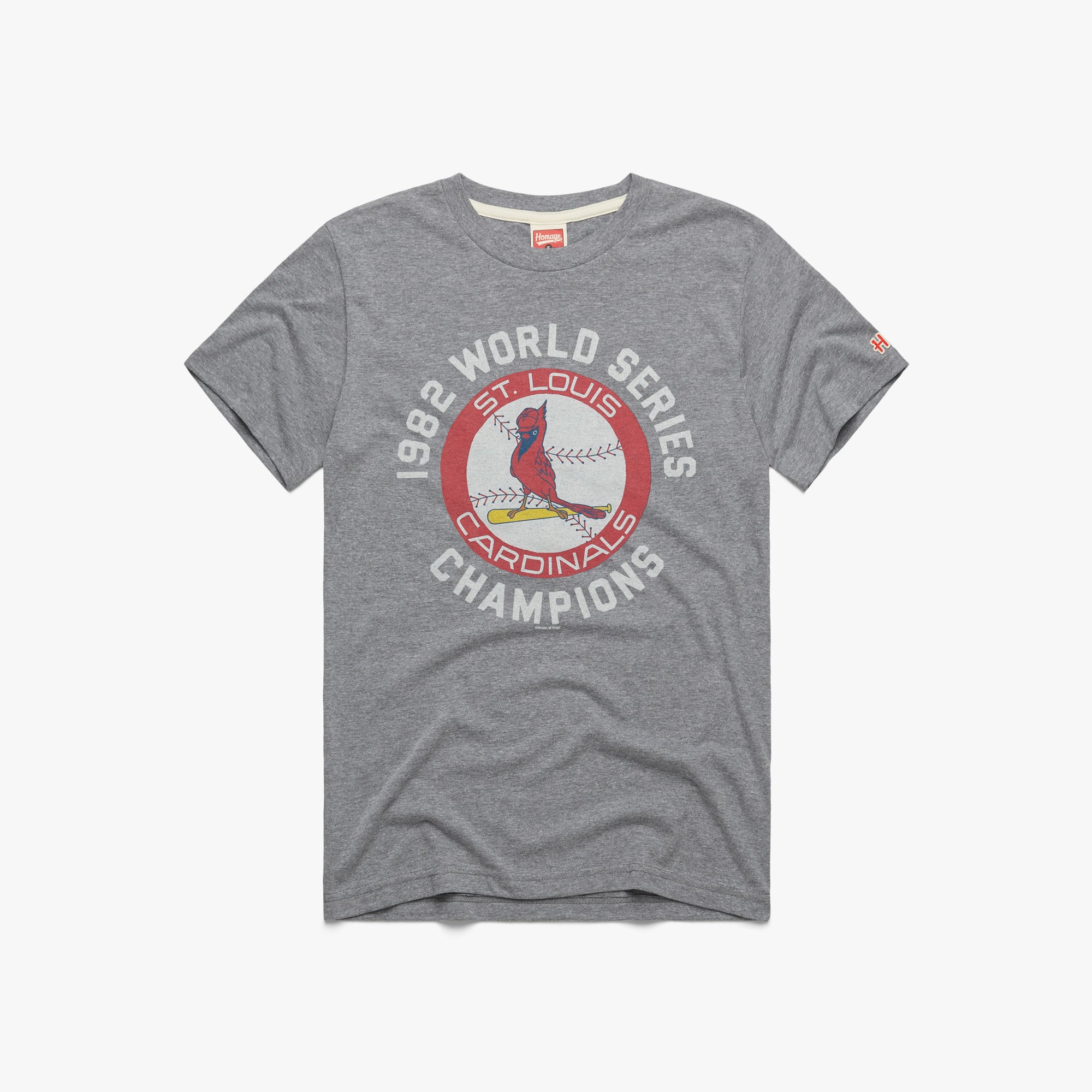 St. Louis Cardinals 1982 World Series Champs T-Shirt from Homage. | Grey | Vintage Apparel from Homage.