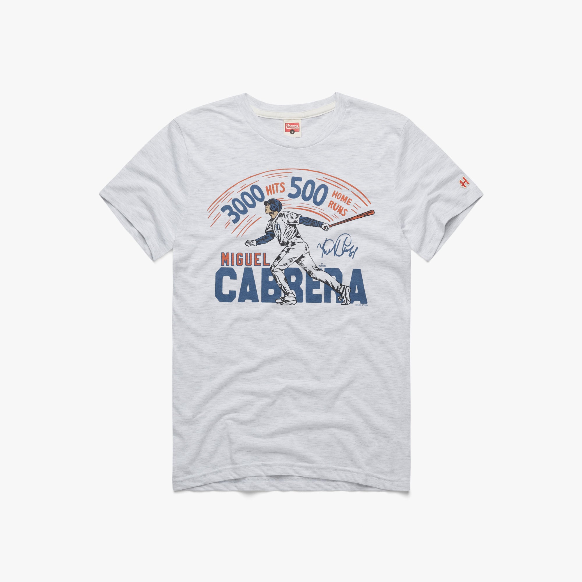 Tigers Miguel Cabrera Milestones T-Shirt from Homage. | Ash | Vintage Apparel from Homage.