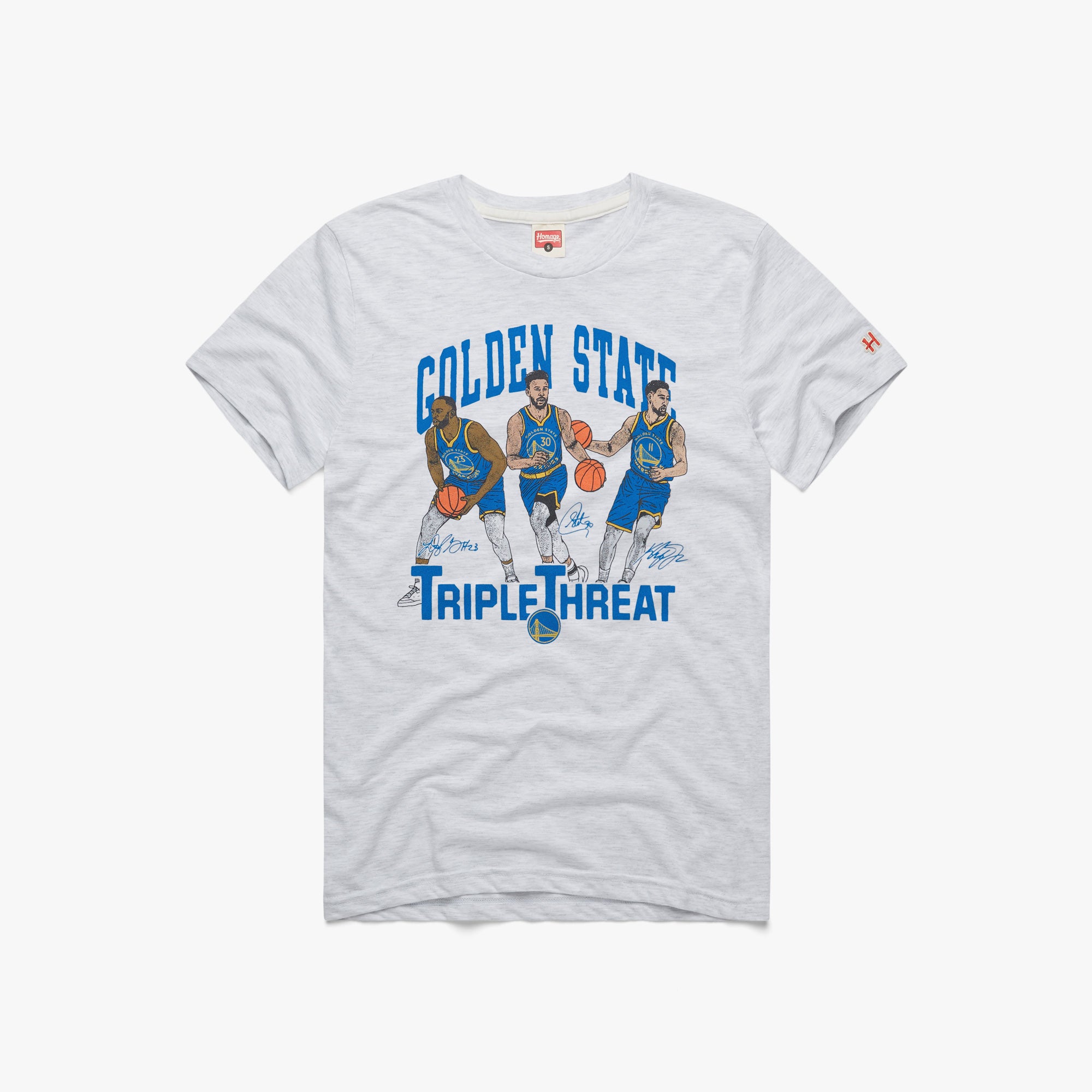 Men's Homage Klay Thompson White Golden State Warriors Caricature Tri-Blend T-Shirt