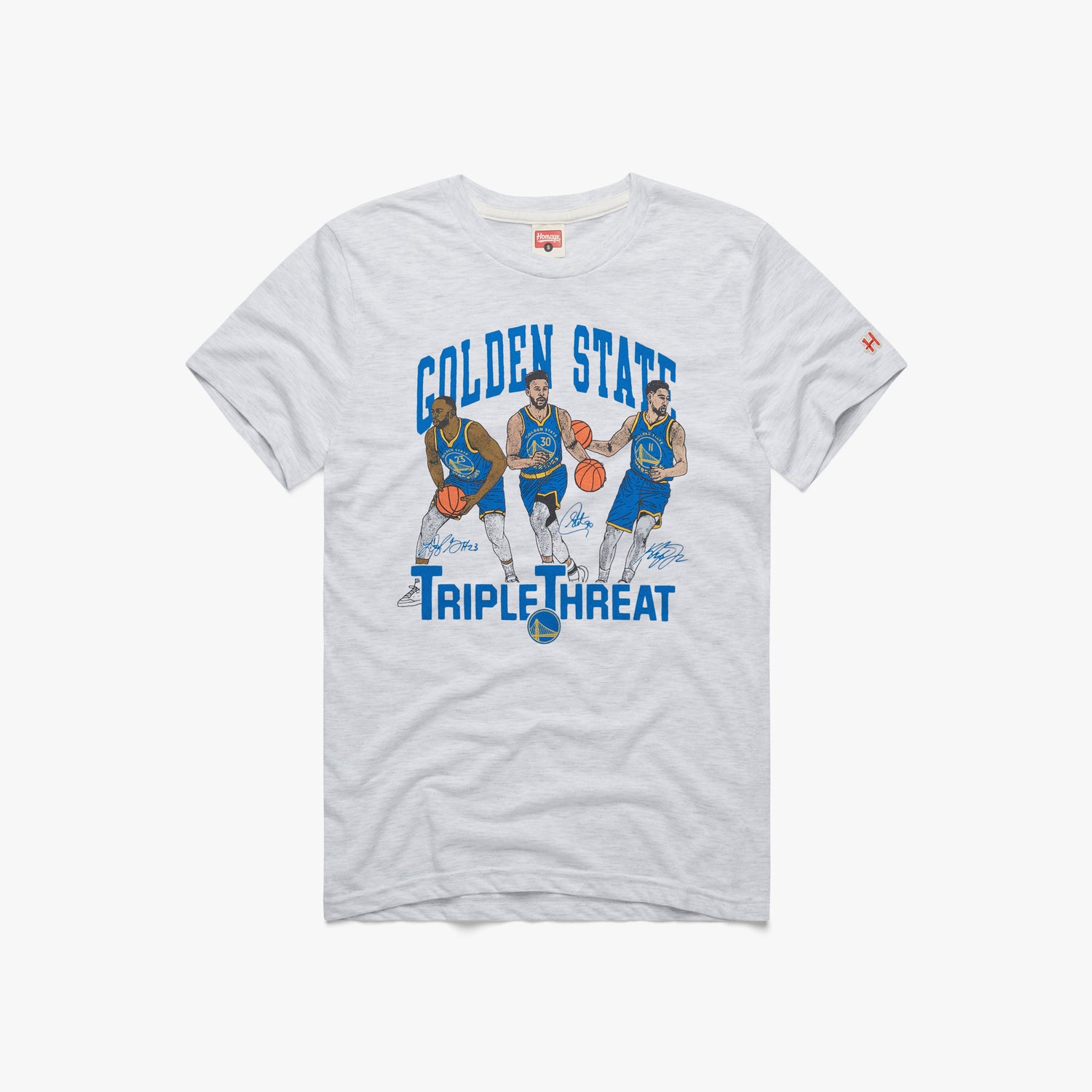 Warriors Klay Thompson Signature T-Shirt from Homage. | Ash | Vintage Apparel from Homage.